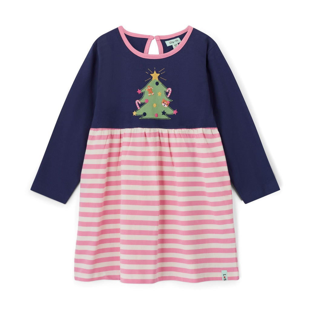Multicoloured Christmas Tree Print Dress