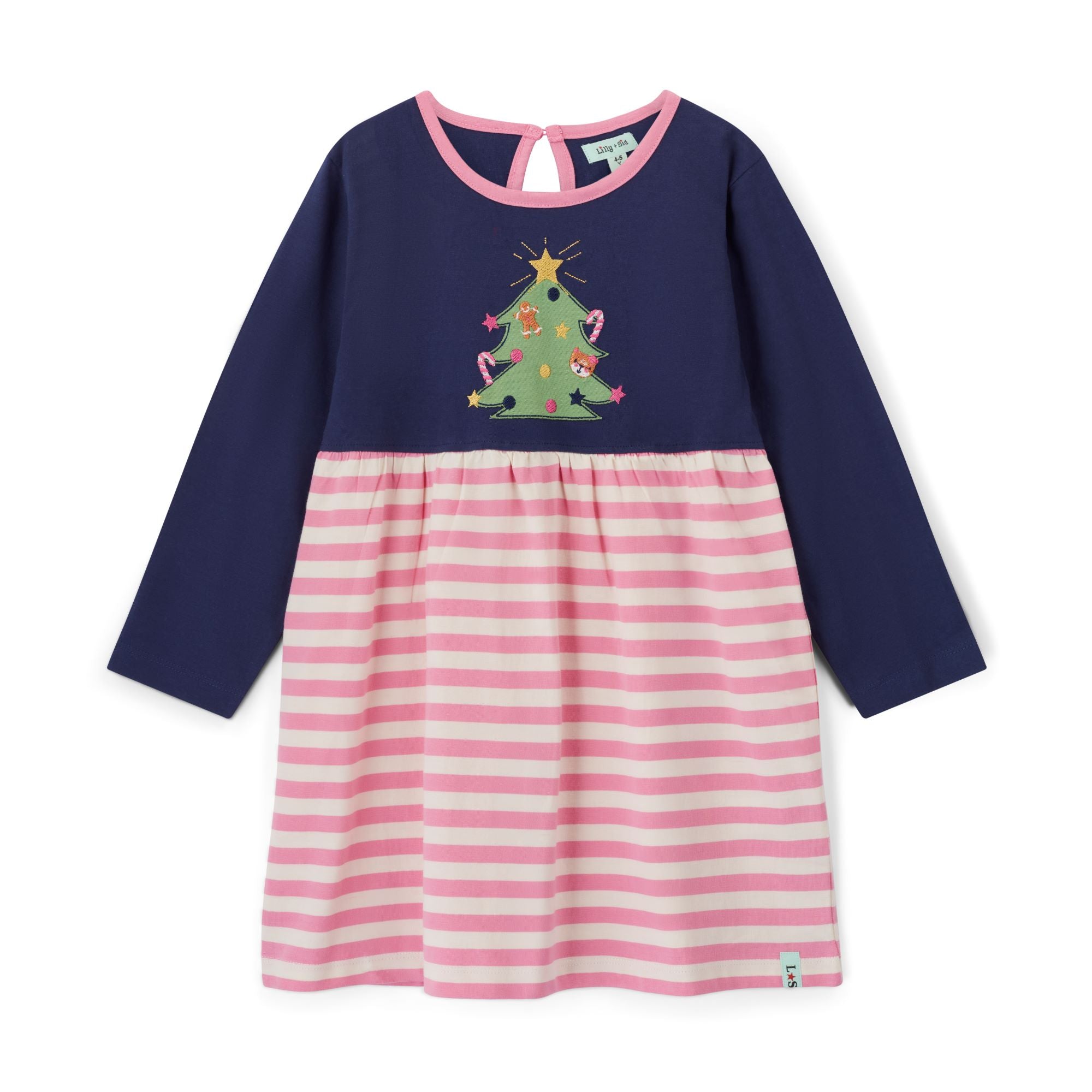 Multicoloured Christmas Tree Print Dress