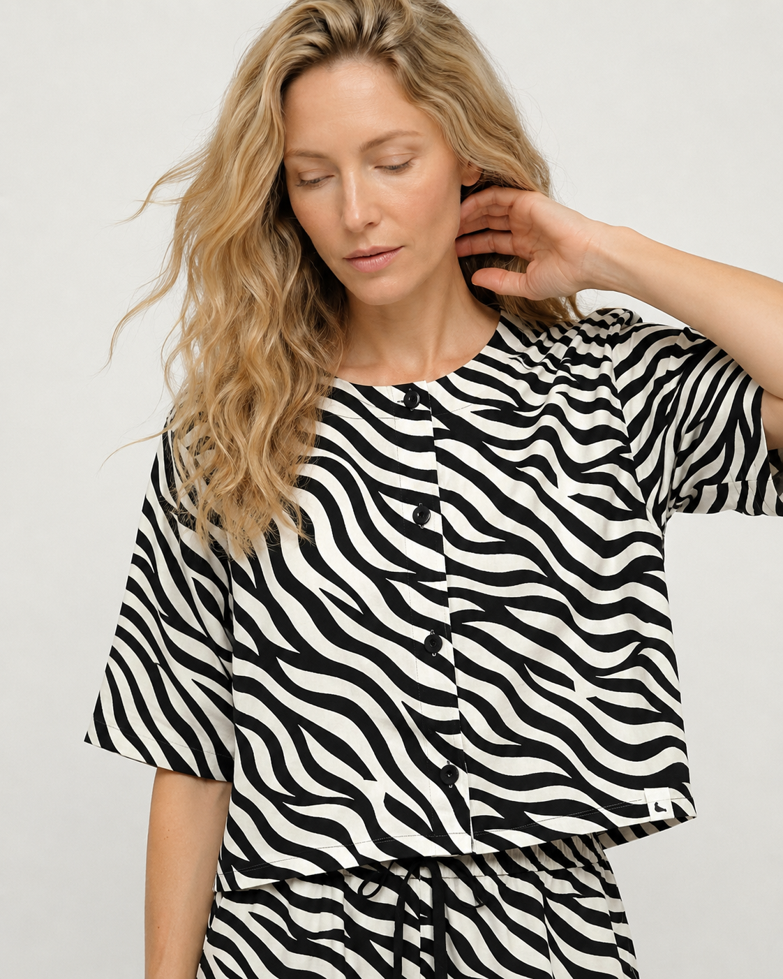Elle Brown Tiger Print Button Front Top