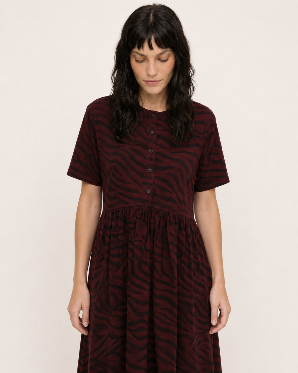 Matilda Burgundy Tiger Print Midi Dress