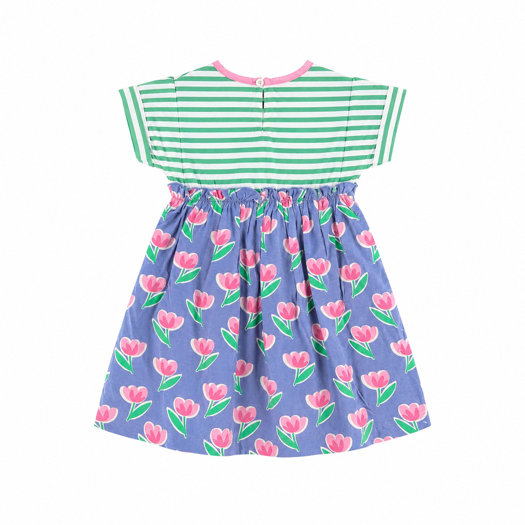 Multicoloured Tulip And Stripe Print Dress