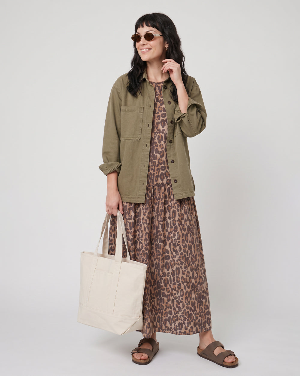 PREORDER Drew Neutral Leopard Midaxi Dress