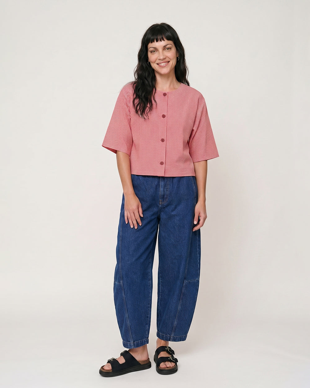 PREORDER Elle Burgandy Gingham Top