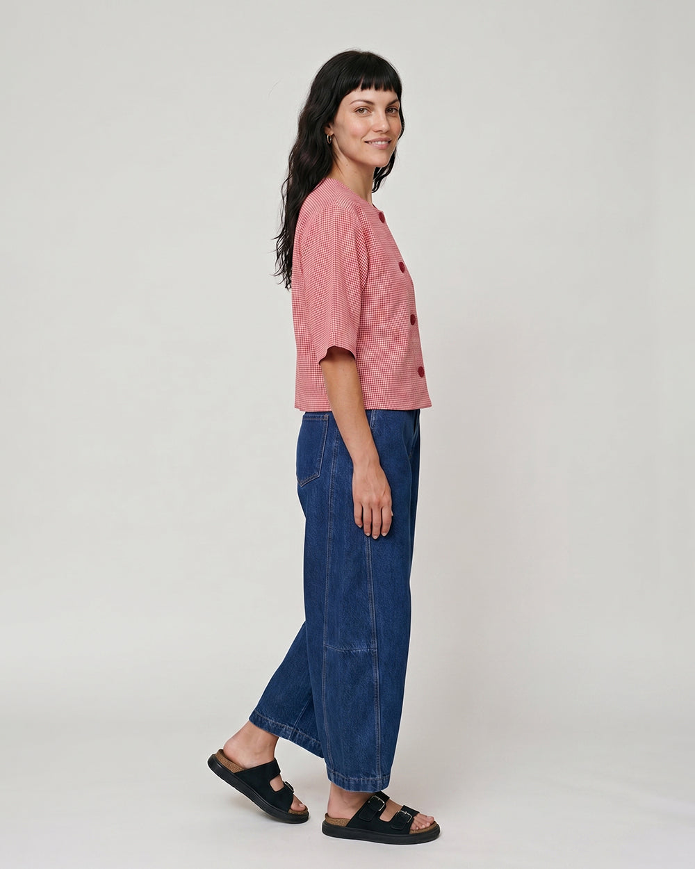 PREORDER Elle Burgandy Gingham Top