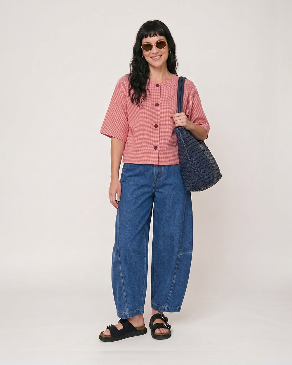 PREORDER Elle Burgandy Gingham Top