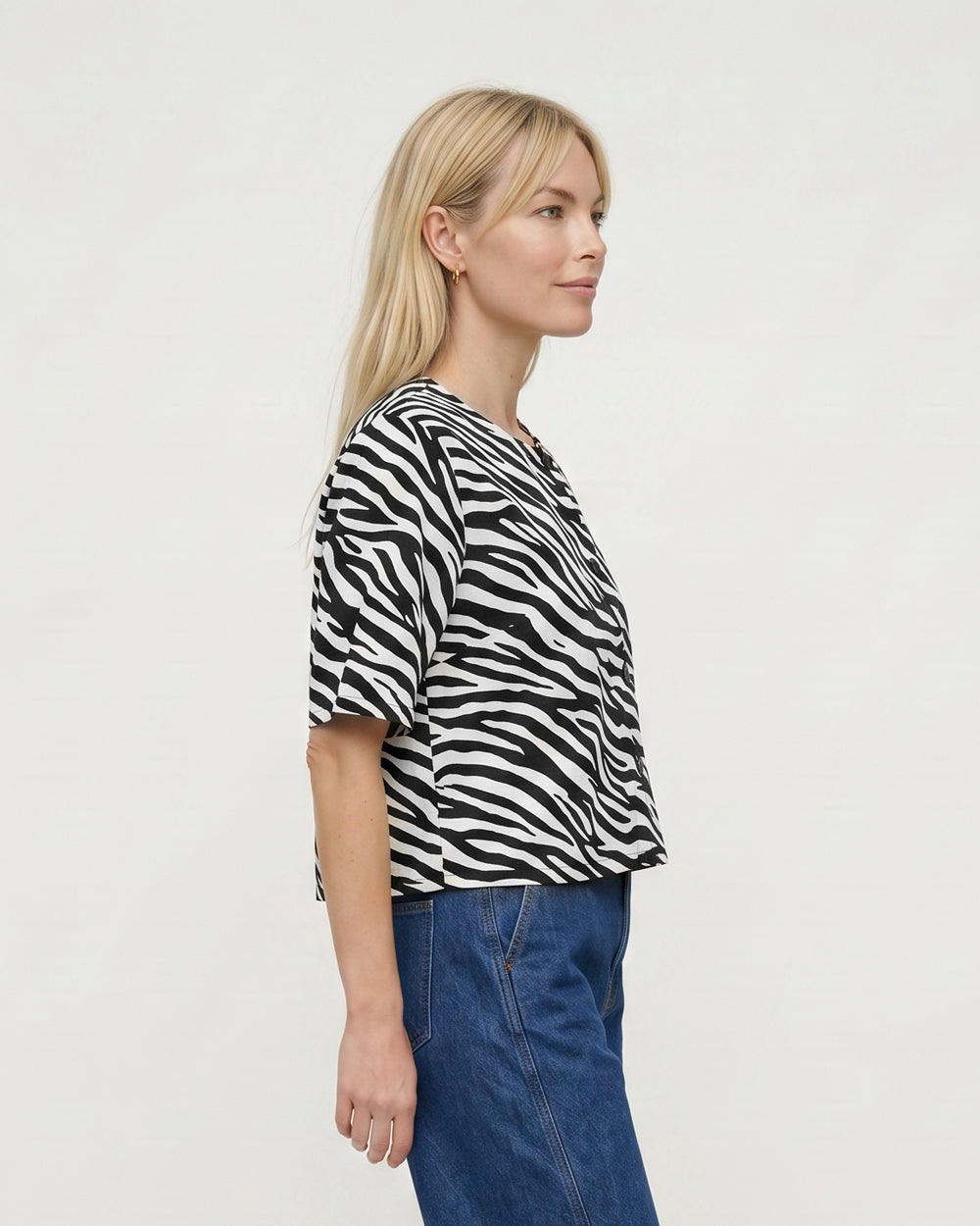 Elle Cream Tiger Print Button Front Top