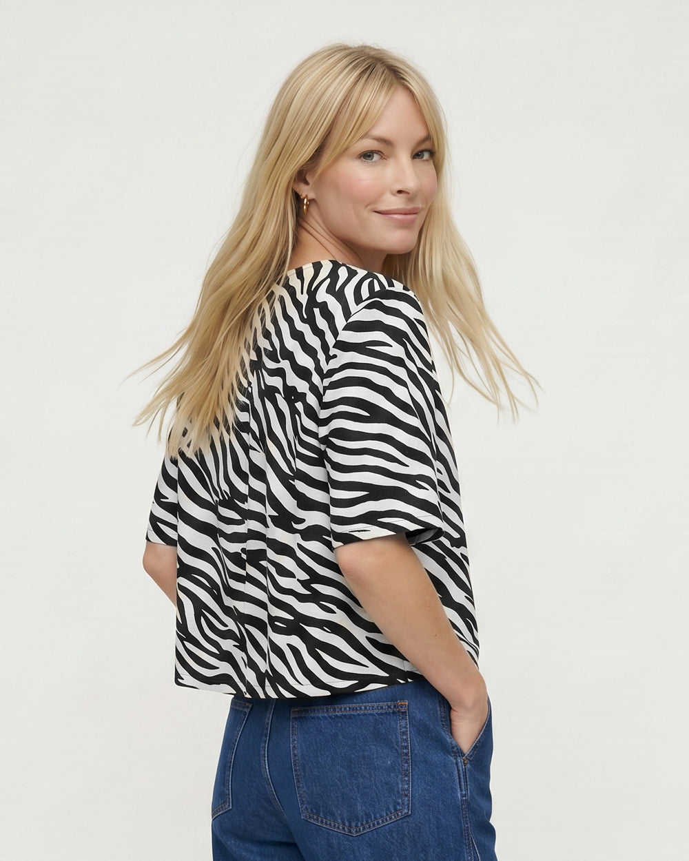 Elle Cream Tiger Print Button Front Top