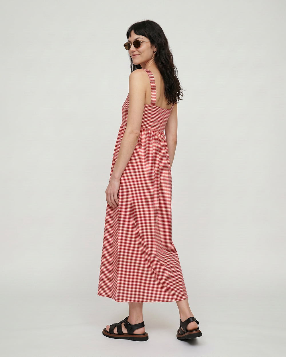 PREORDER Eyre Burgandy Gingham Midi Dress