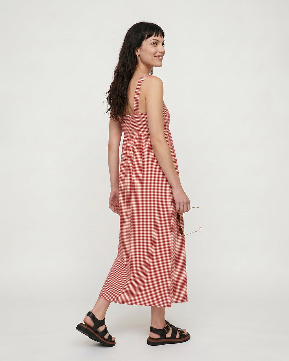 PREORDER Eyre Burgandy Gingham Midi Dress
