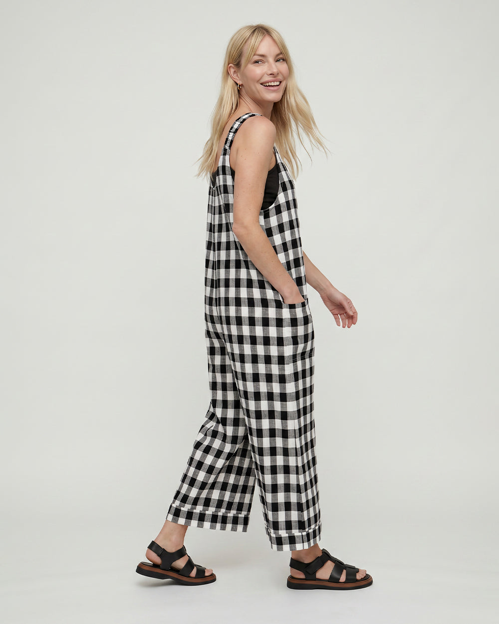 Grace Black Check Reversible Wide Leg Jumpsuit