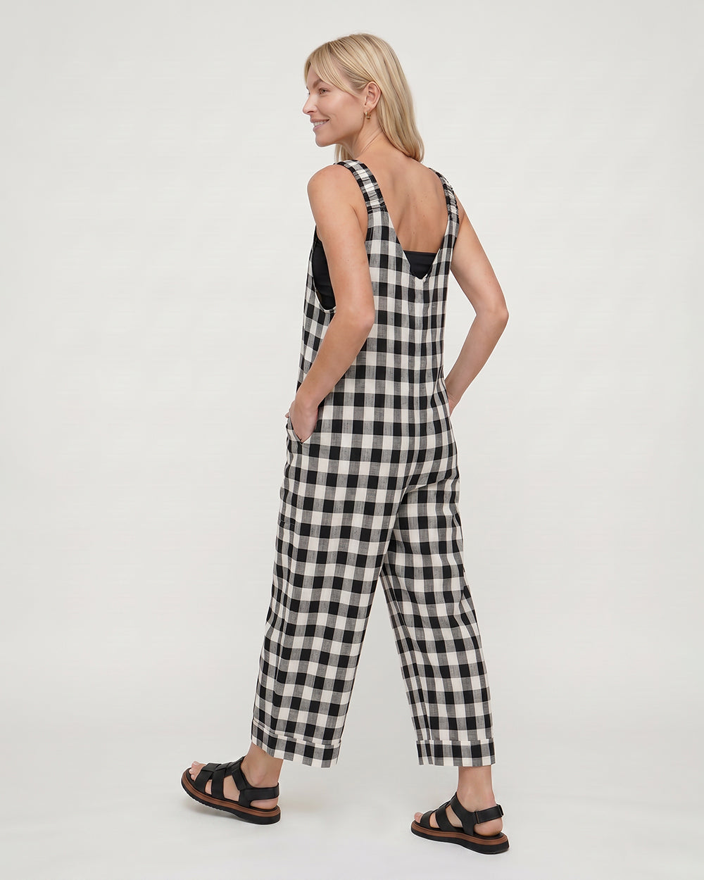 Grace Black Check Reversible Wide Leg Jumpsuit
