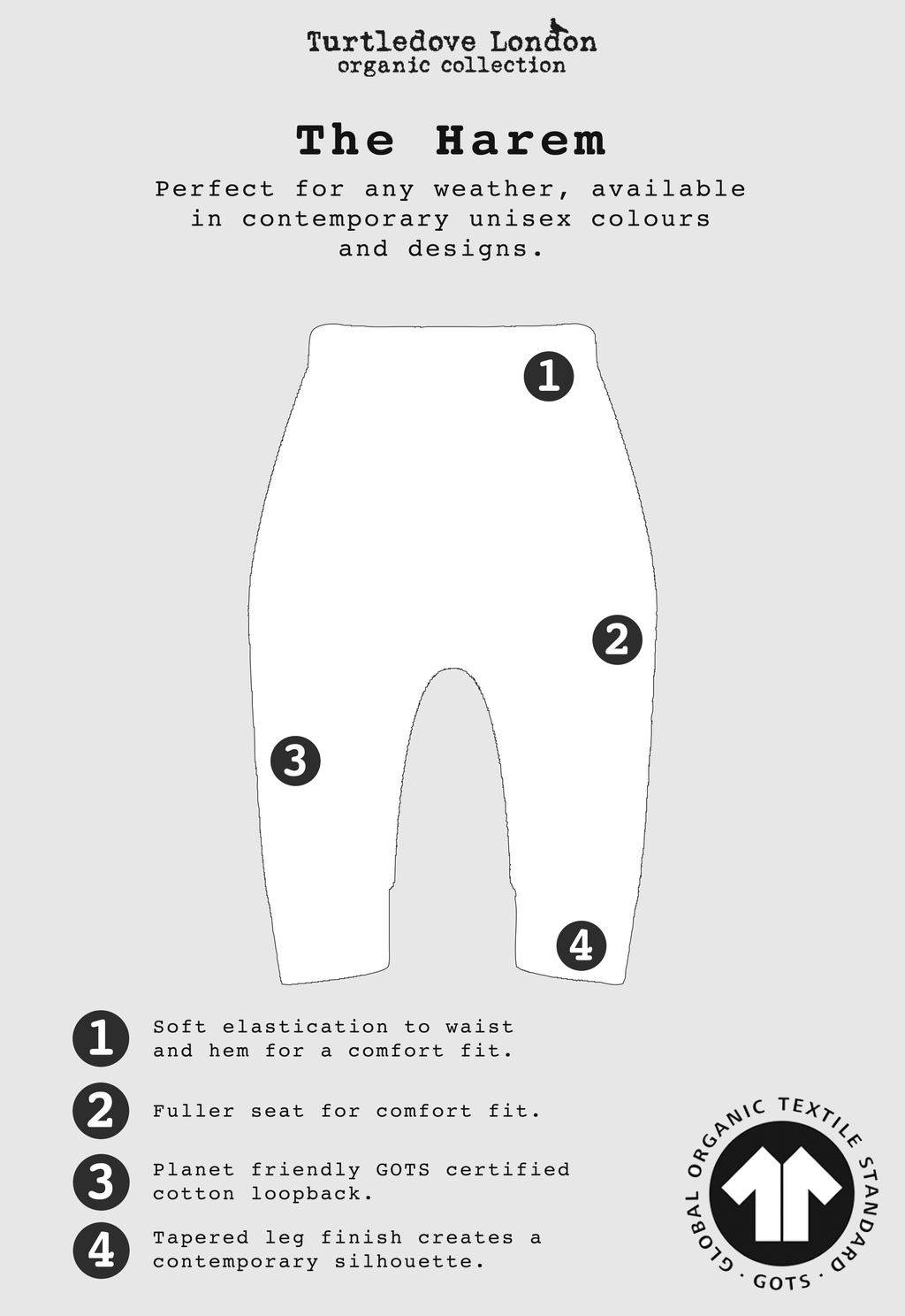 Organic cotton kids harem joggers