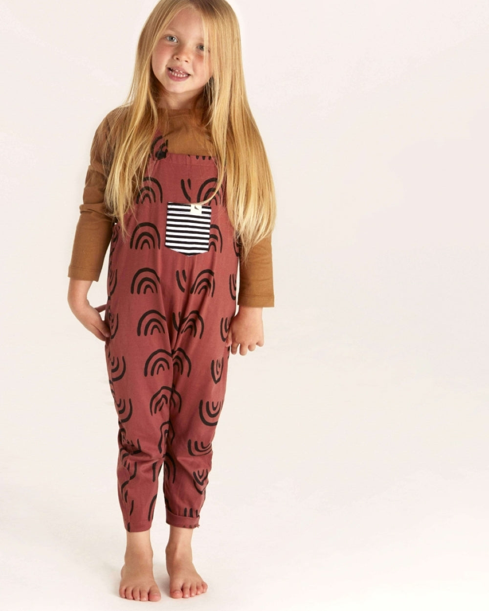 organic cotton Red Rainbow Print Dungarees - image 1