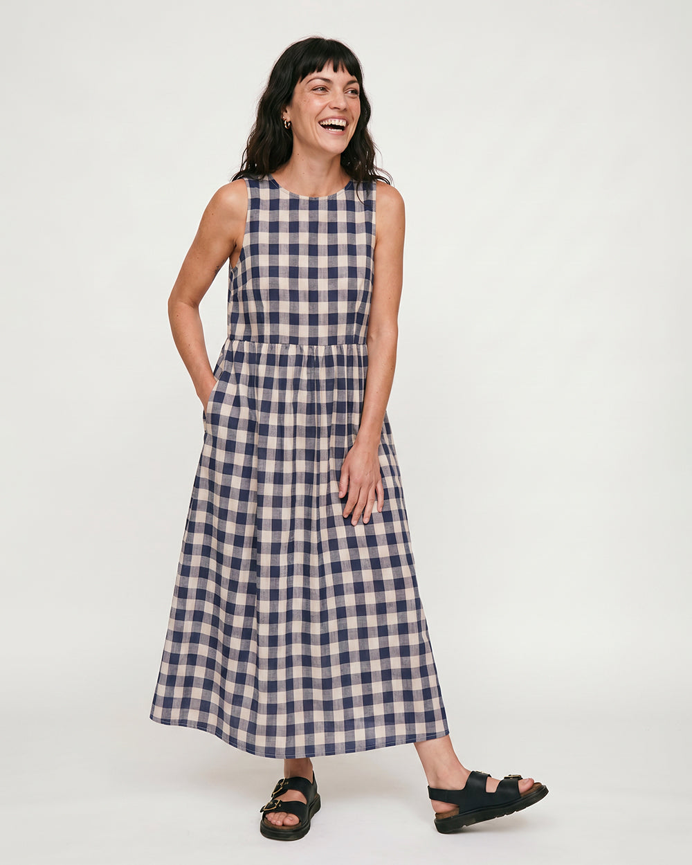 PREORDER Isla Navy Oversized Check Dress