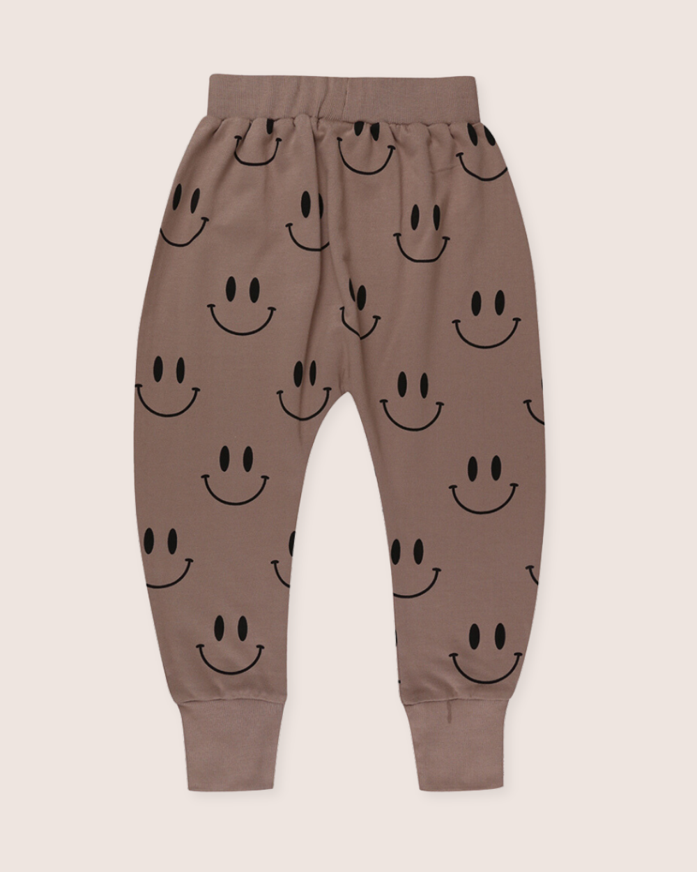 Organic cotton Brown Smiley Face Print Joggers - image 2