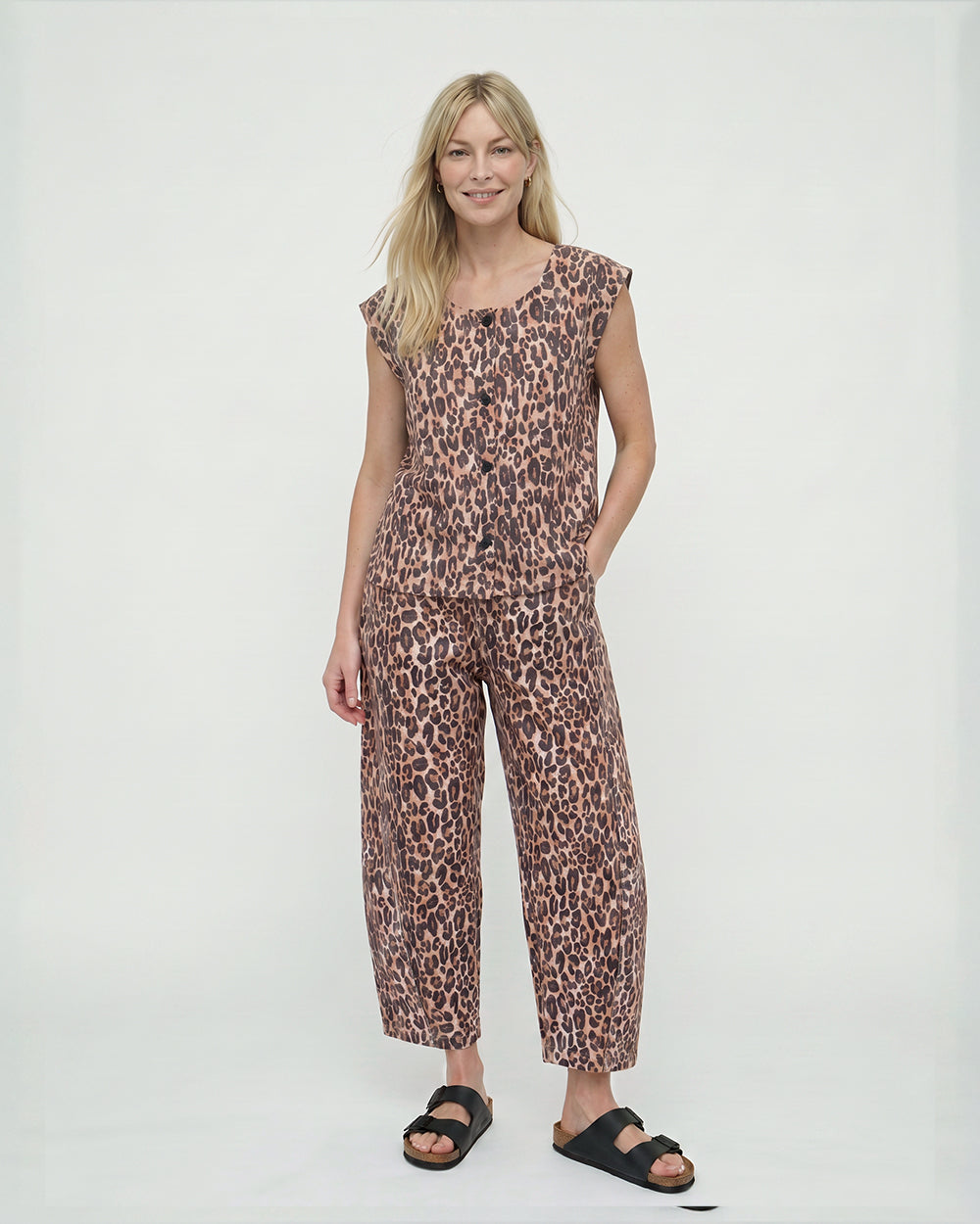 PREORDER Jae Neutral Leopard Barrel Leg Trouser