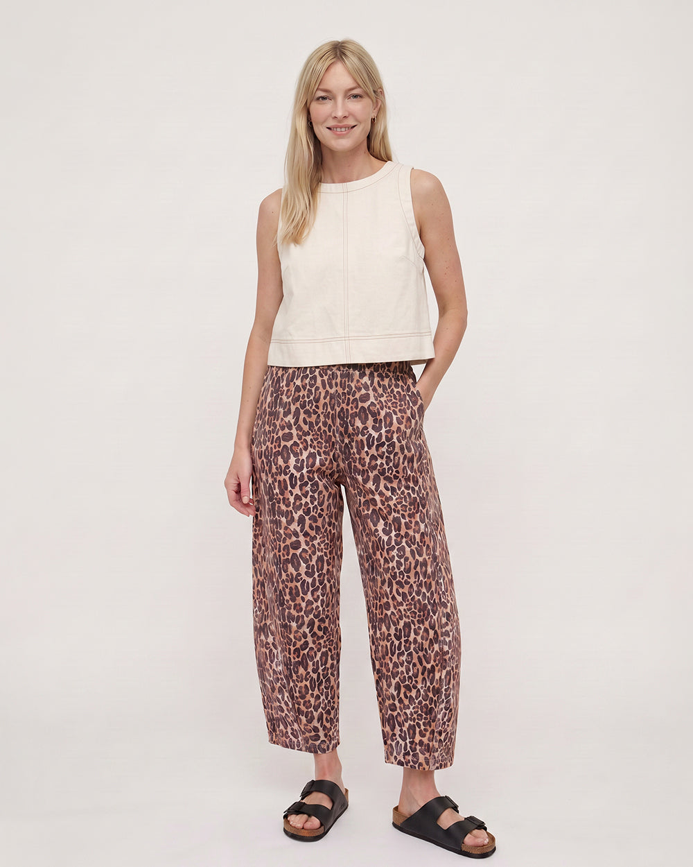 PREORDER Jae Neutral Leopard Barrel Leg Trouser