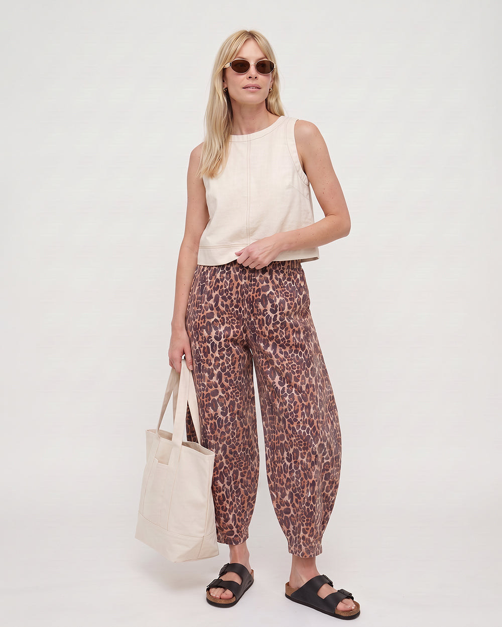 PREORDER Jae Neutral Leopard Barrel Leg Trouser