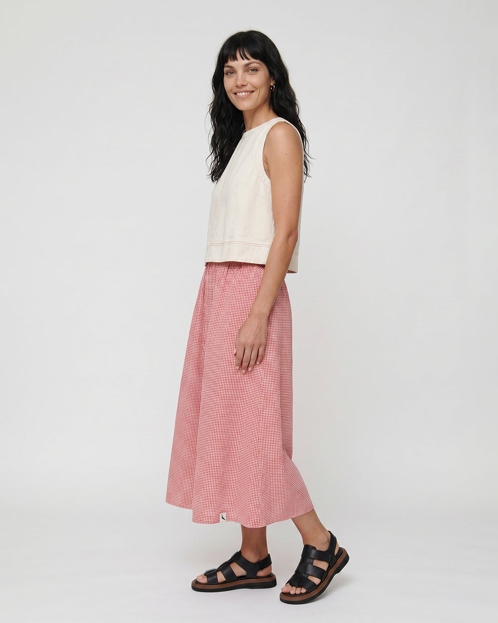 PREORDER Joyce Burgandy Gingham Skirt