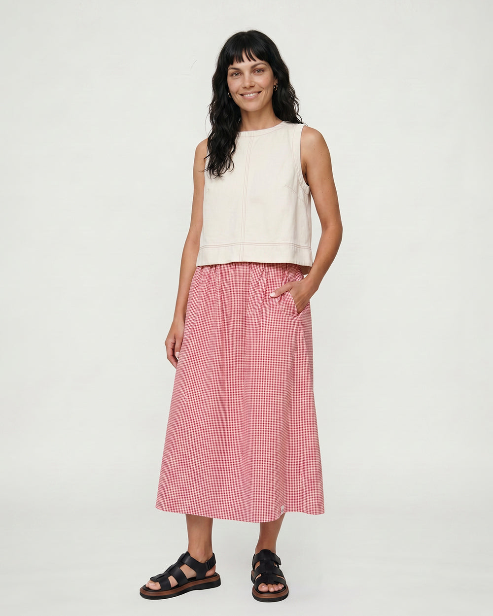 PREORDER Joyce Burgandy Gingham Skirt