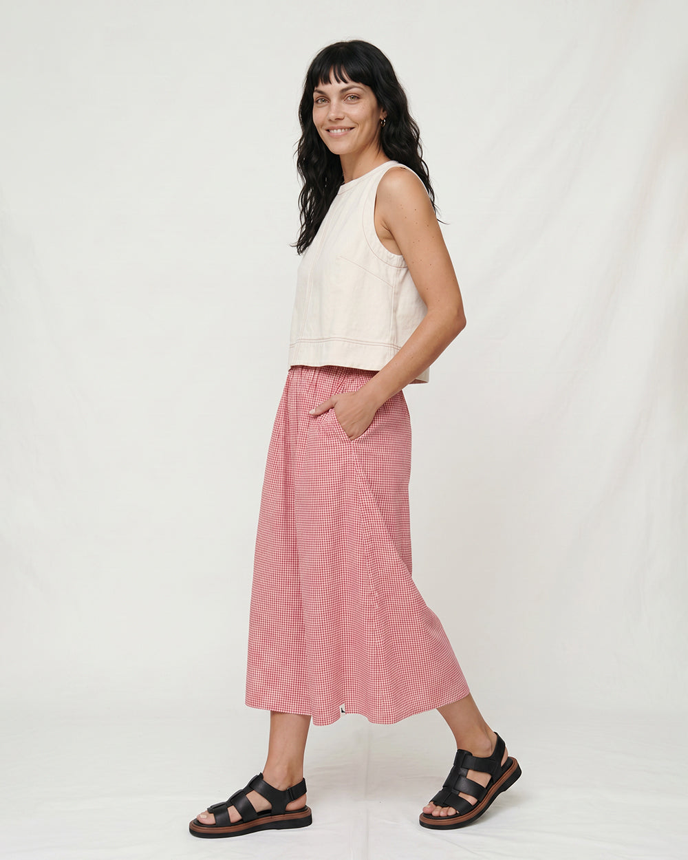 PREORDER Joyce Burgandy Gingham Skirt