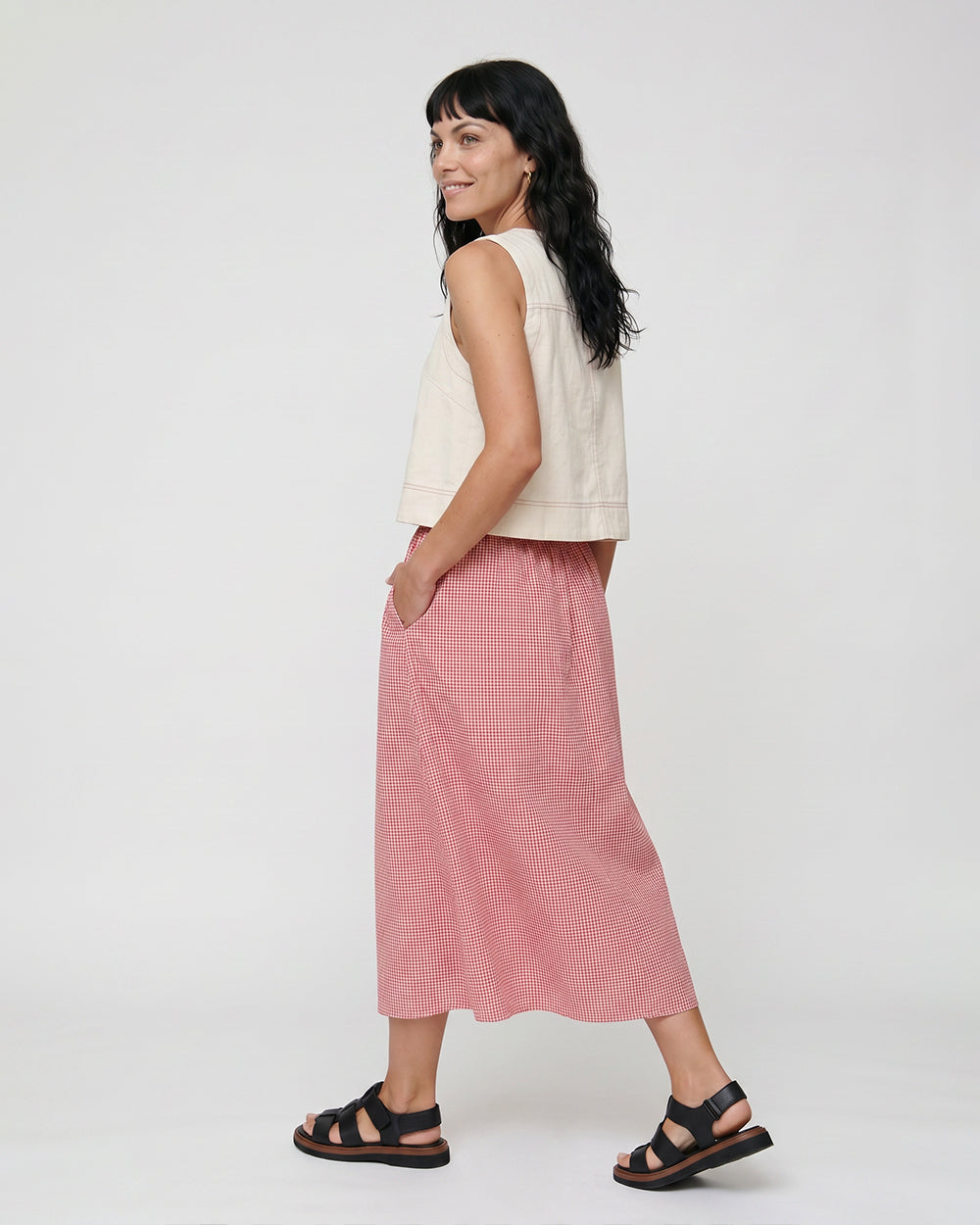 PREORDER Joyce Burgandy Gingham Skirt
