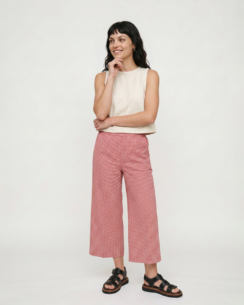PREORDER Judy Burgandy Gingham Trouser