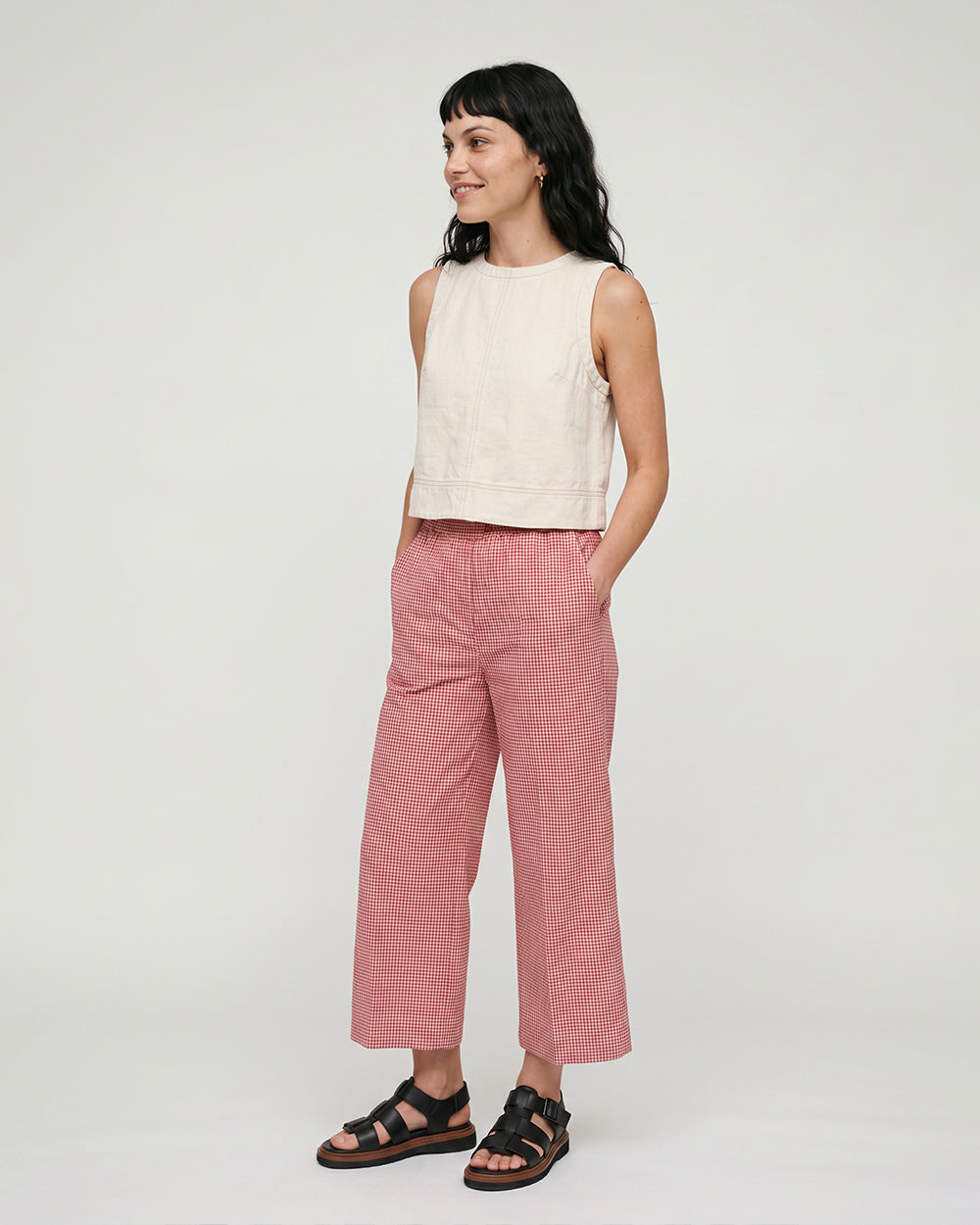 PREORDER Judy Burgandy Gingham Trouser