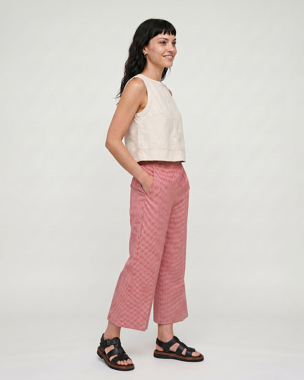 PREORDER Judy Burgandy Gingham Trouser