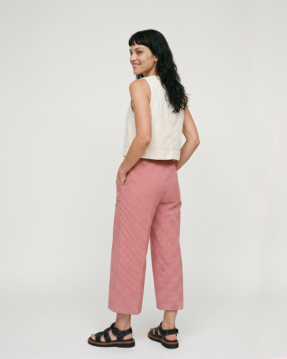 PREORDER Judy Burgandy Gingham Trouser