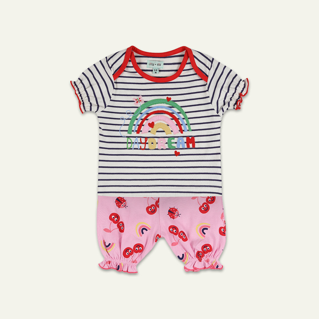 Multicoloured Cherry Print Top And Legging Set