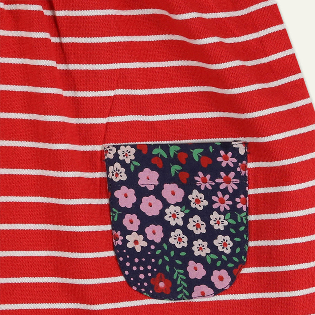 Multicoloured Stripe And Dark Floral Print Dress And Top Set