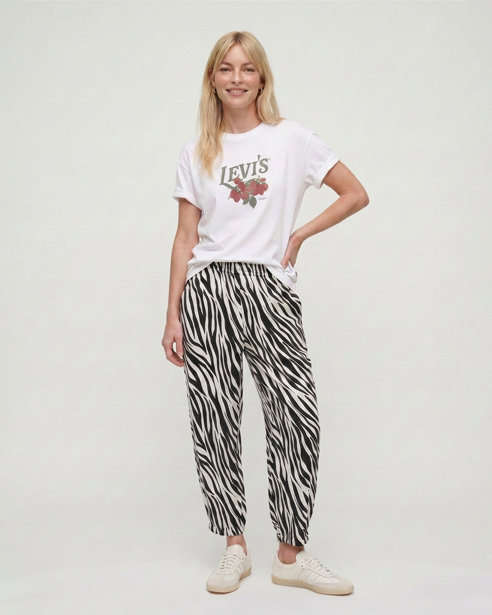 Kate Multicolour Zebra Streak Print Barrel Leg Trousers