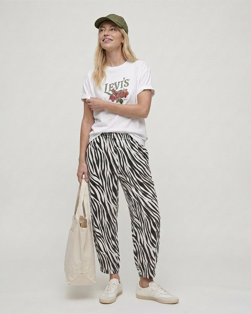 Kate Multicolour Zebra Streak Print Barrel Leg Trousers