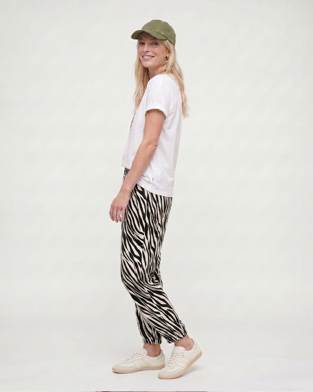 Kate Multicolour Zebra Streak Print Barrel Leg Trousers
