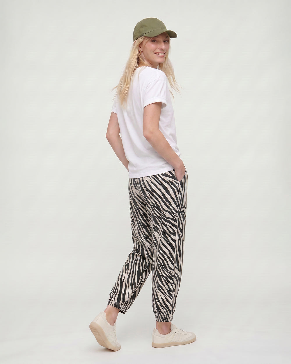 Kate Multicolour Zebra Streak Print Barrel Leg Trousers