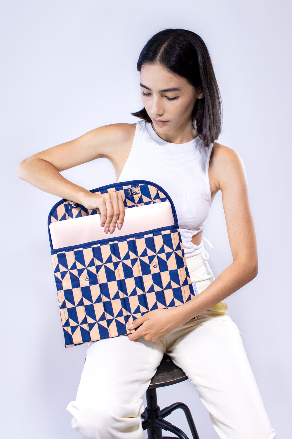 13 Inch Navy & Brown Laptop Sleeve