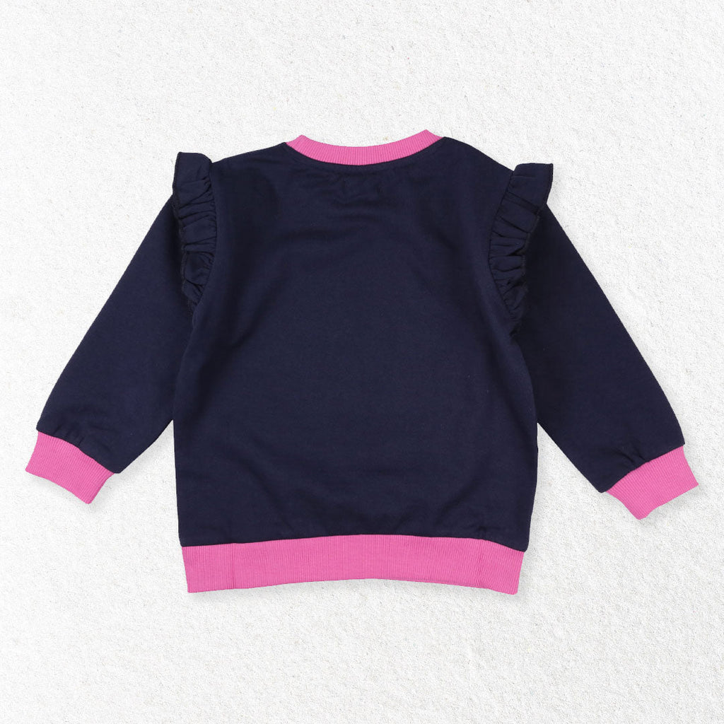 Navy Gardens Need Bees Slogan Embroidered Sweatshirt