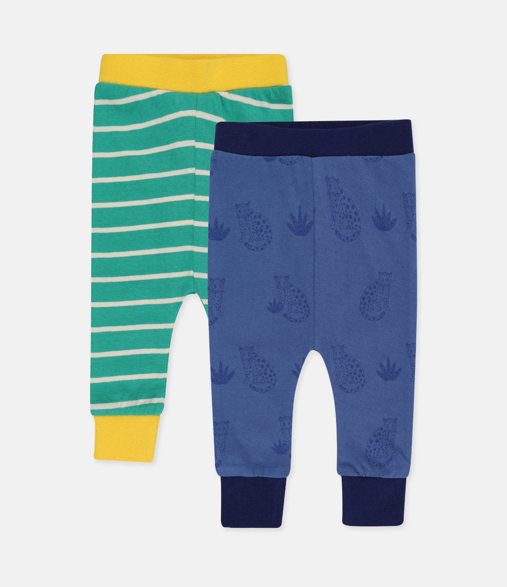 Multicoloured Leopard And Stripe Print Leggings - 2 Pack