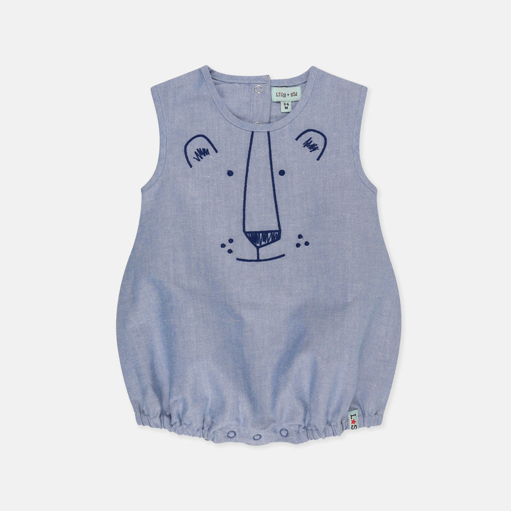 Blue Face Print Romper