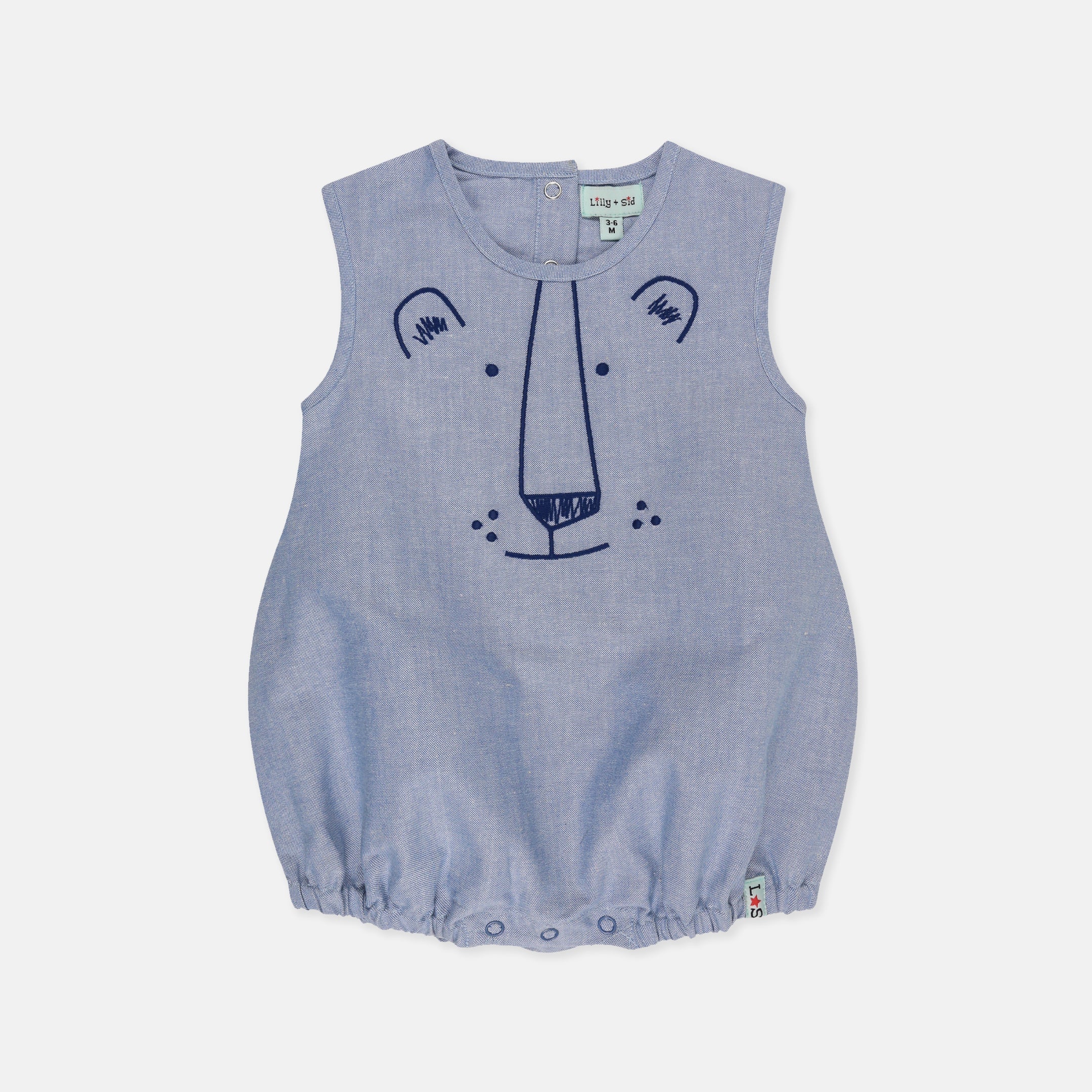Blue Face Print Romper