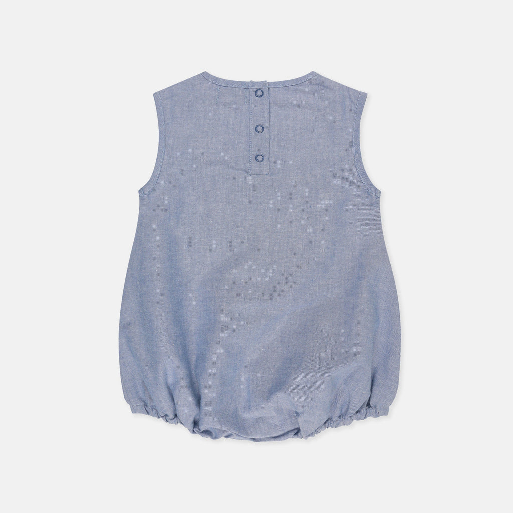 Blue Face Print Romper