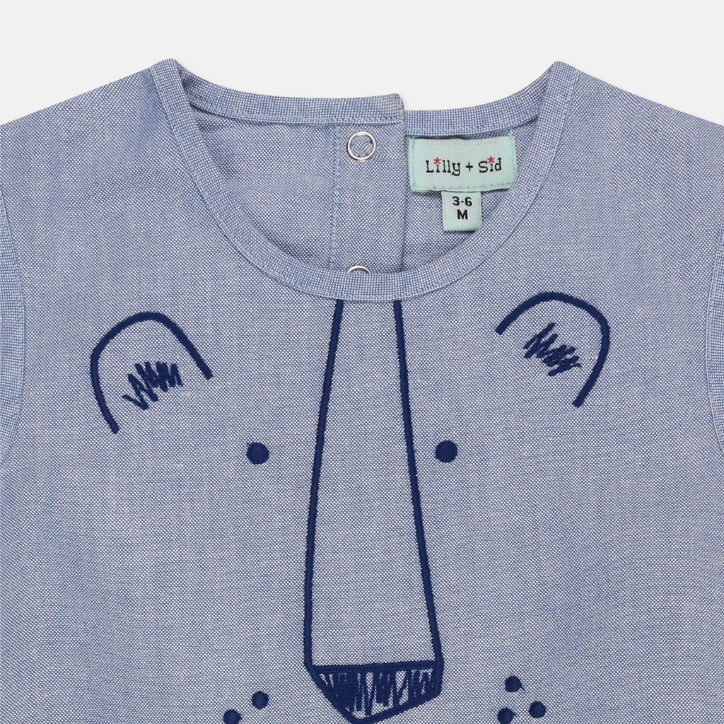 Blue Face Print Romper