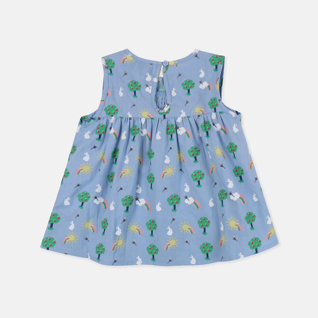 Multicoloured Bunny Print Dress and Short Set