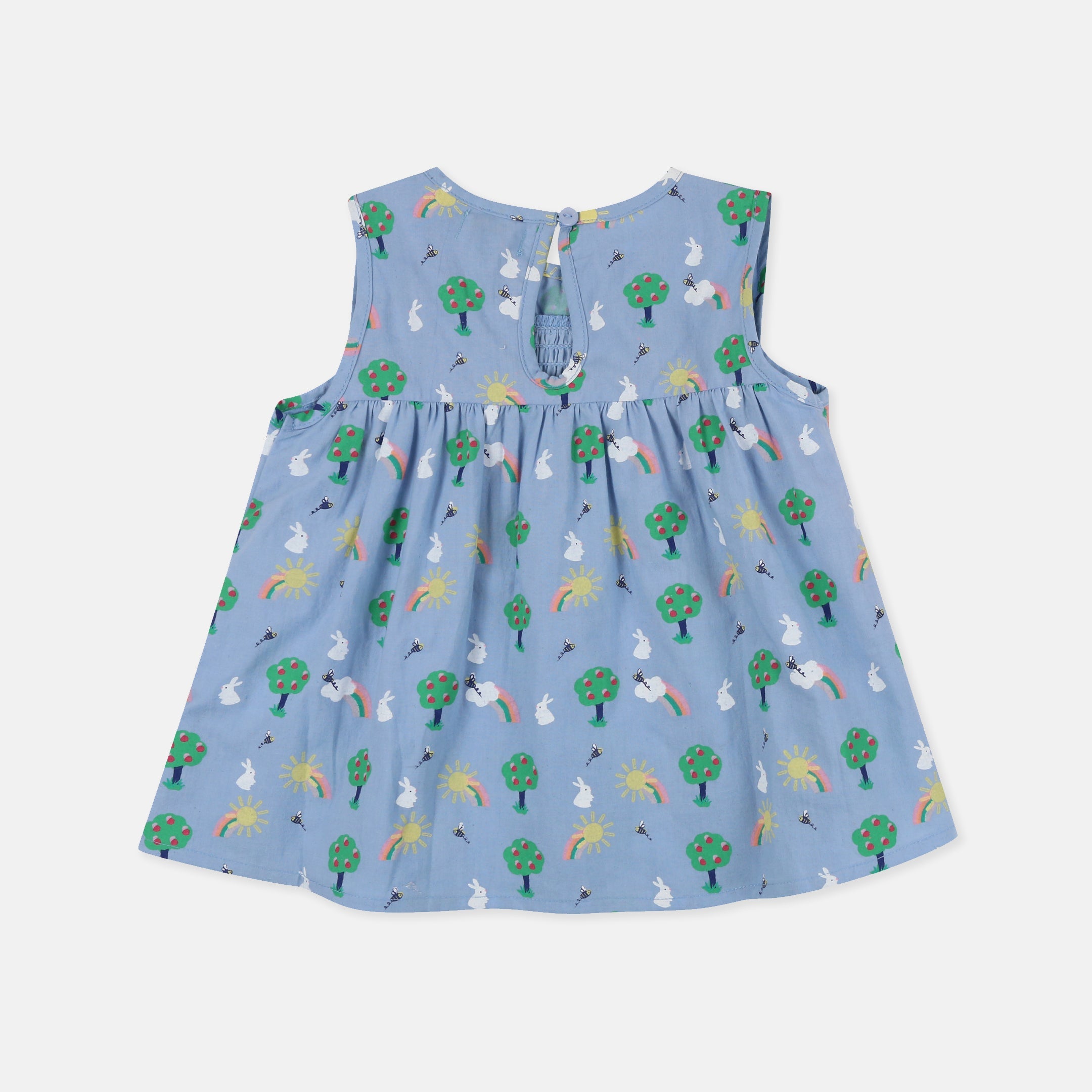 Multicoloured Bunny Print Dress and Short Set