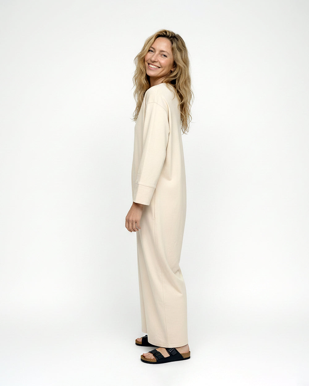 Mai Cream V- Neck Jumpsuit