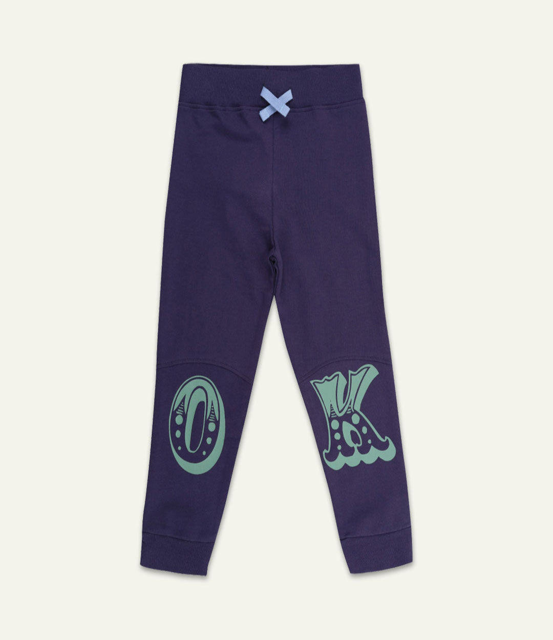 Navy Ok Slogan Print Joggers