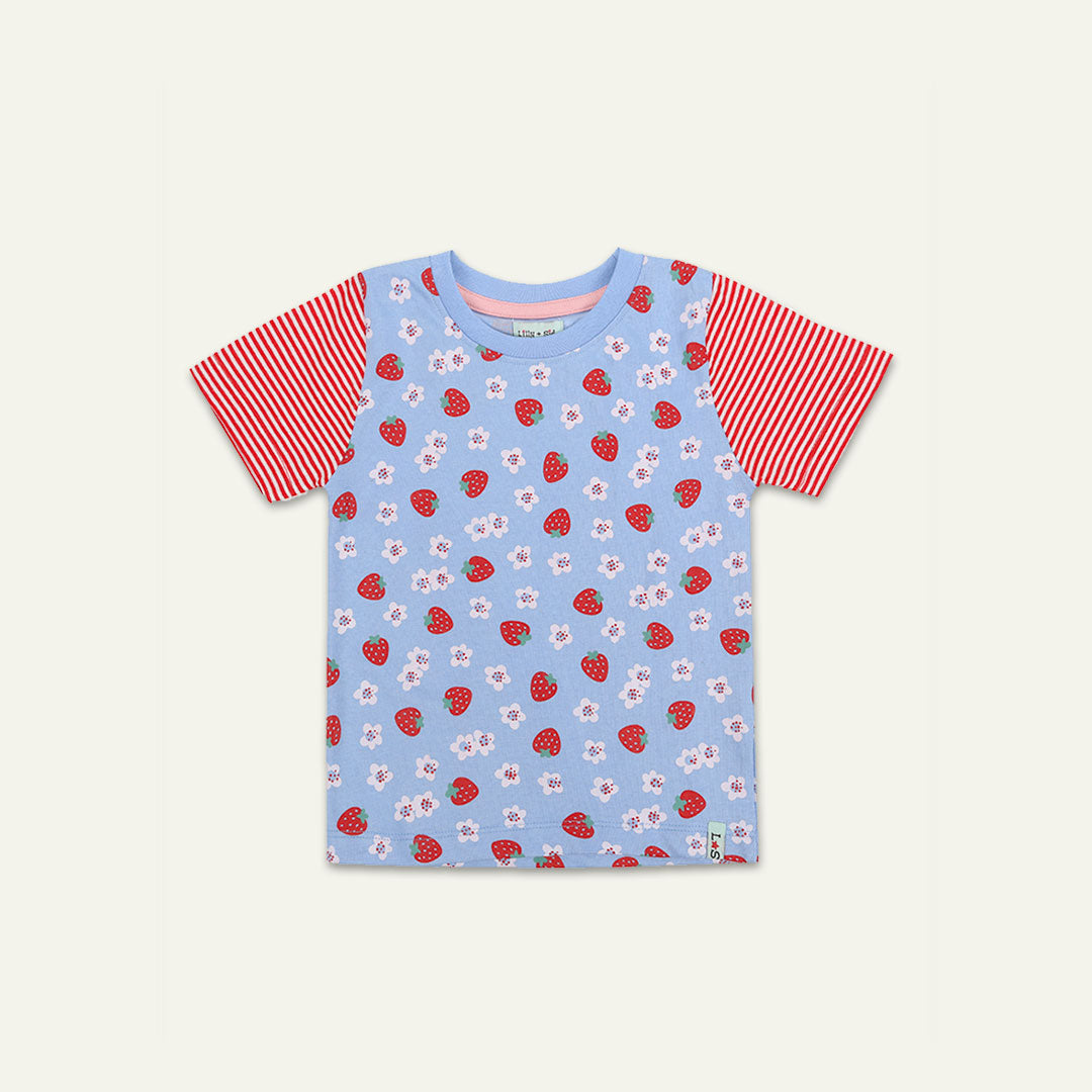 Multicoloured Strawberry and Stripe Print T-Shirts -2 Pack