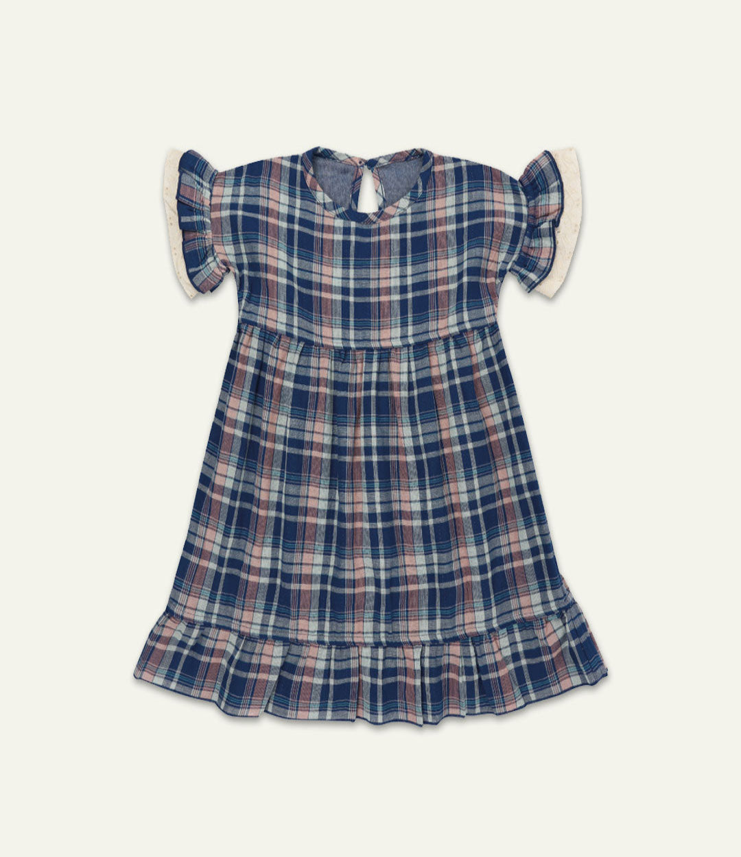 Navy Check Print Dress