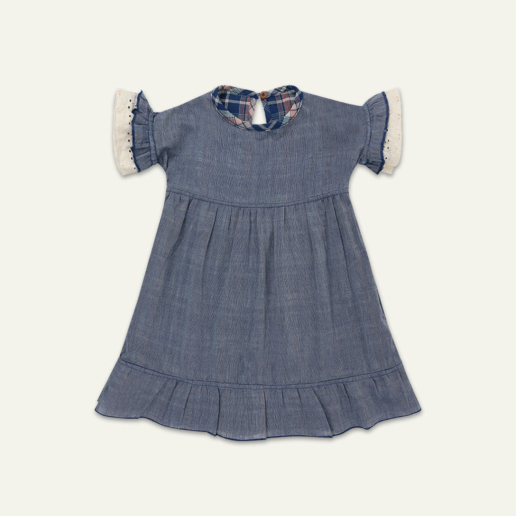 Navy Check Print Dress